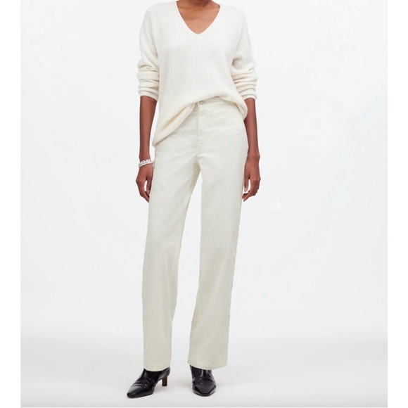 Madewell Emmett Wide-Leg Corduroy Pants Ivory Cream P26 Classic Petite Boho - Picture 2 of 14